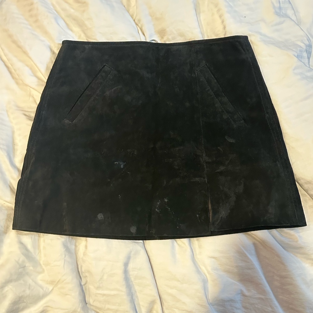 Blank NYC suede black mini skirt with small slit